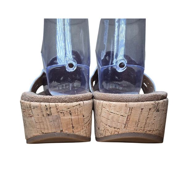 Clarks Artisan Sandals Palima Palm Laser Cut Thong Cork Wedge White Womens Sz 8 - Picture 7 of 10